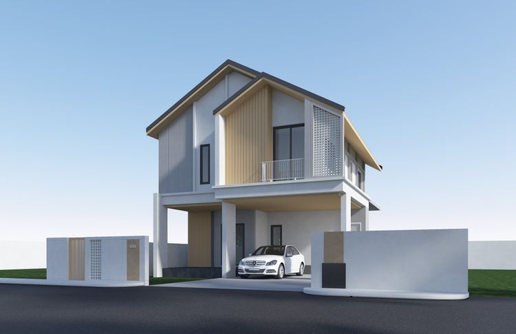 ภาพแบบบ้าน-บ้าน 2 ชั้น สไตล์นอร์ดิก