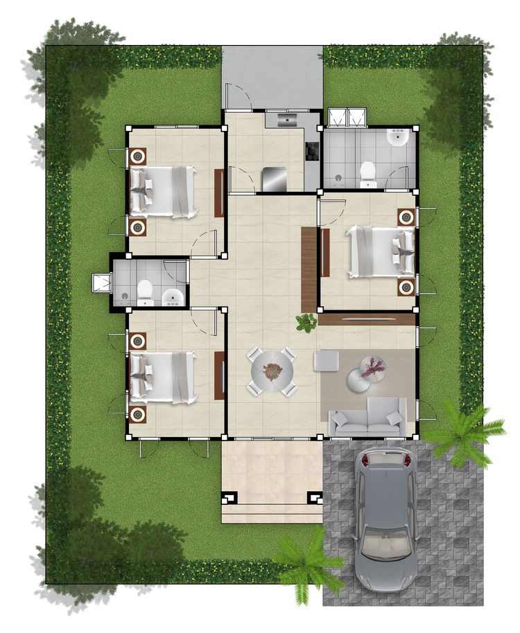 ภาพแบบบ้าน-บ้านเดี่ยวชั้นเดียว