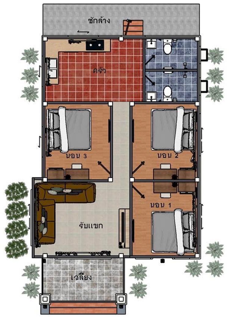 ภาพแบบบ้าน-บ้านเดี่ยว ชั้นเดียว