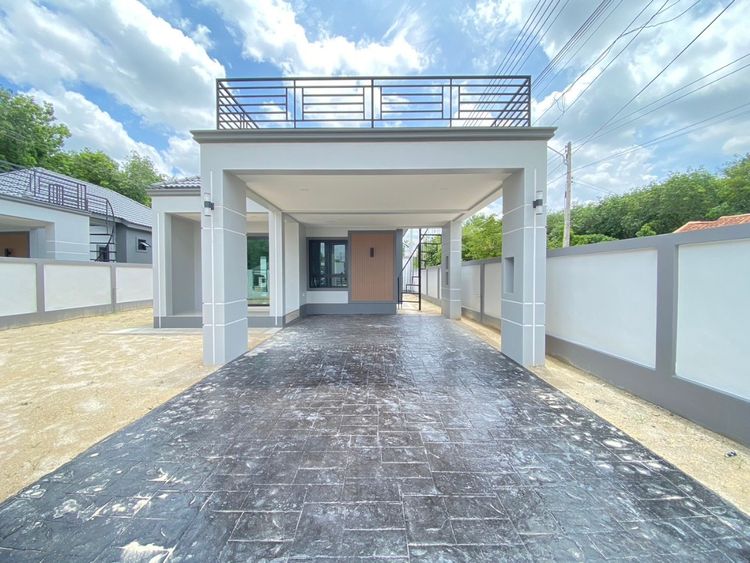 ภาพแบบบ้าน-บ้านเดี่ยวชั้นเดียว พร้อมดาดฟ้าชั้นลอย