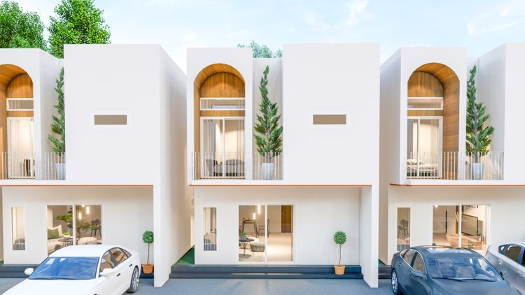 ภาพแบบบ้าน-ทาวน์โฮม ผนังบ้านไม่ติดกัน